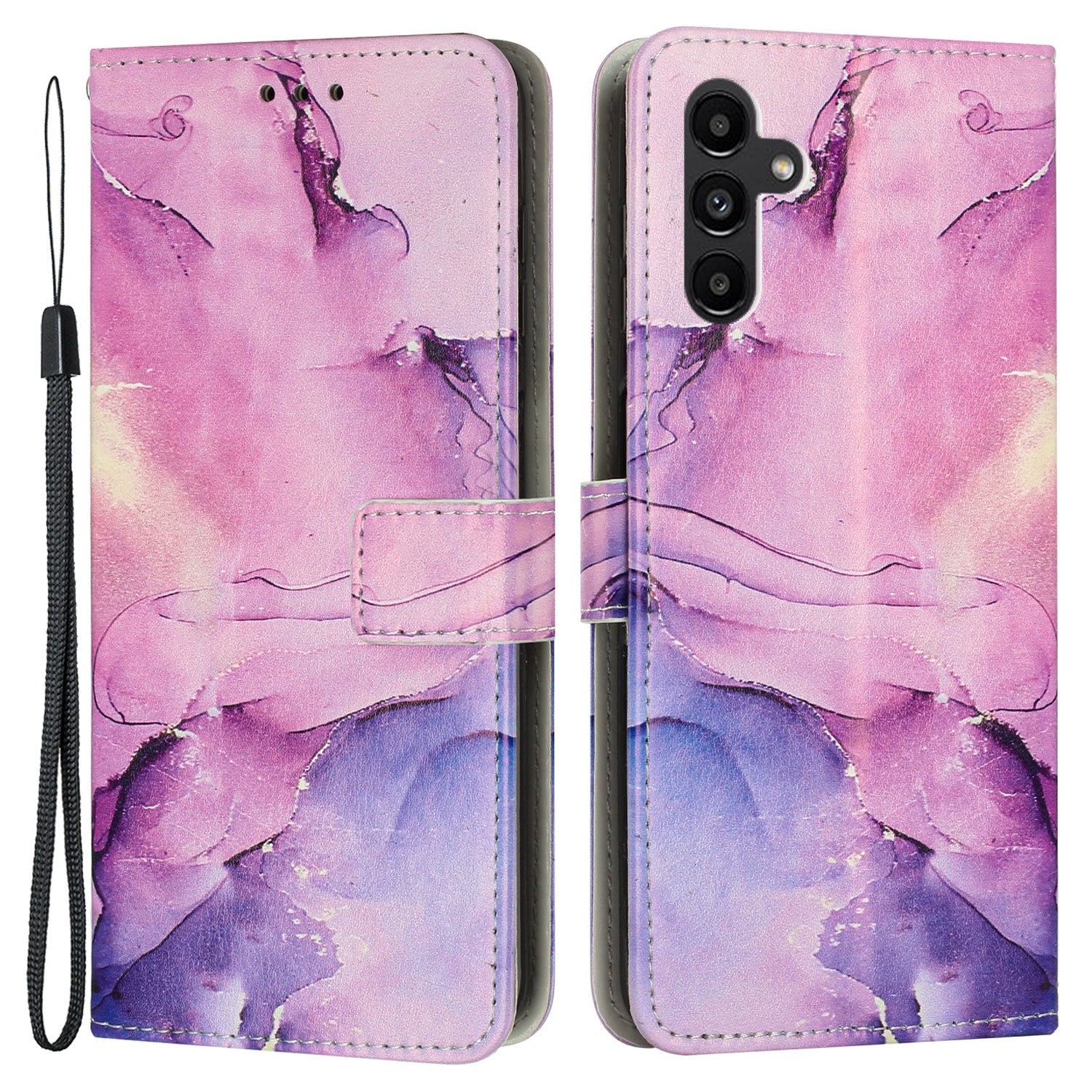 For Samsung Galaxy A34 5G Leather Phone Cover Stand Wallet Marble Pattern Phone Case with Strap For Samsung Galaxy A34 5G Leather Phone Cover Stand Wallet Marble Pattern Phone Case with Strap